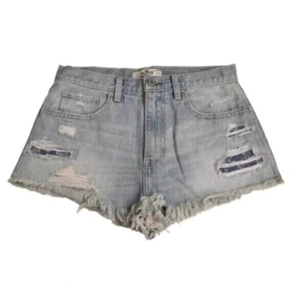 Hollister High  Rise Jean Shorts Light Wash Distressed Blue Size 27 - Picture 1 of 10